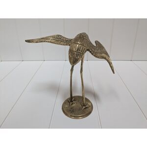 Vintage 100% Solid Brass Crane Statue - Item #198 - SEI - Made in Taiwan